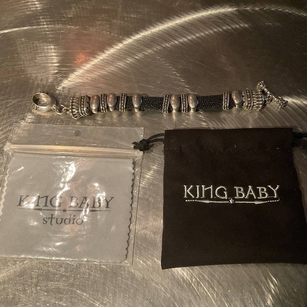 King Baby Studio, Stingray Bracelet, sterling silver and leather